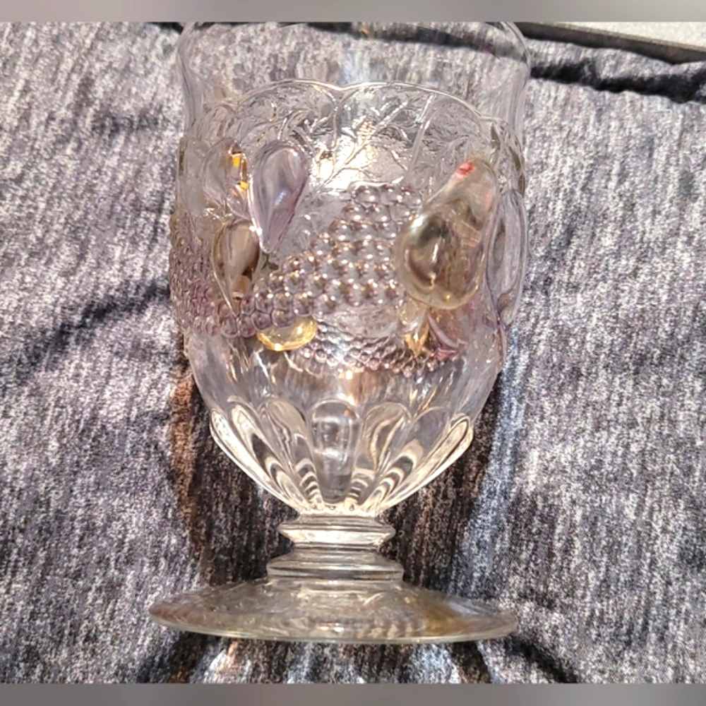 4 Vintage Westmoreland Colored Fruit Della Robbia Goblets~Wine~Water~3D~Embossed